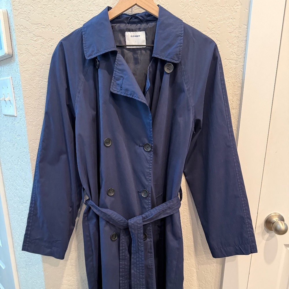 Blue Women's Size Large Trench Coat/Rain Slicker